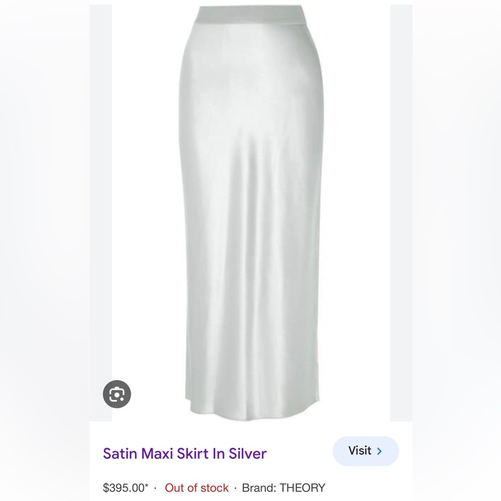 Theory silver satin midi skirt